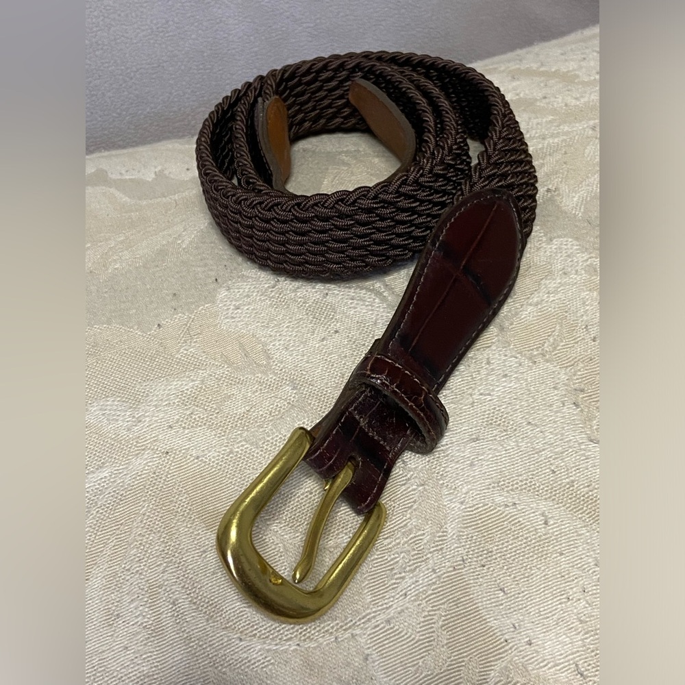 BRIGHTON Dark Brown Elastic Braided Nylon Belt